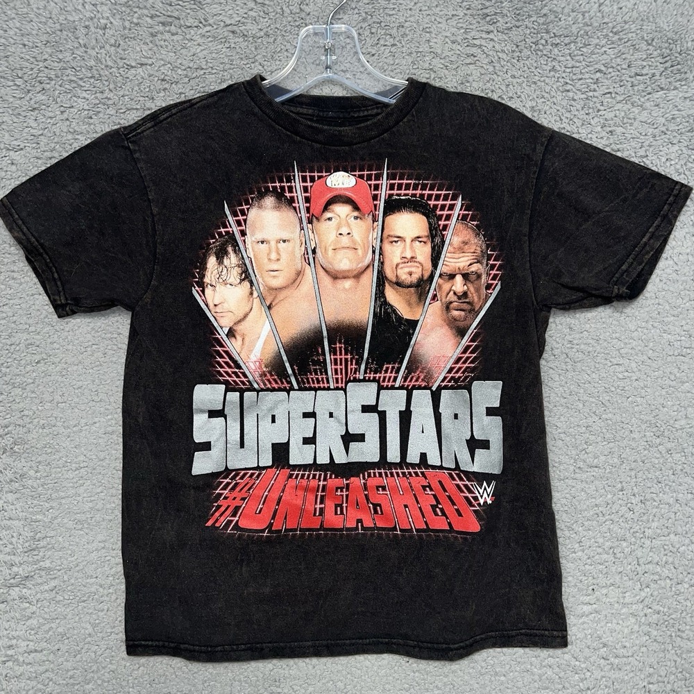 WWE Superstars T Shirt Youth Size L 10-12 Black Cena Wrestling John 2015 Tee